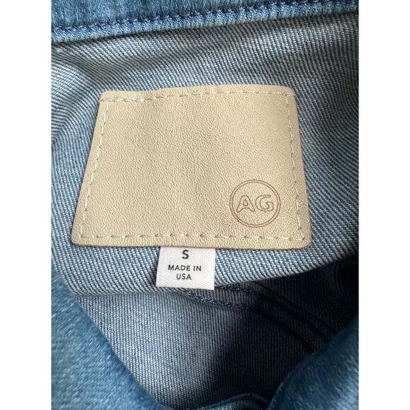 AG Adriano Goldschmied Denim Trucker Jacket Button Front Blue Jean Womens Small - Picture 6 of 8